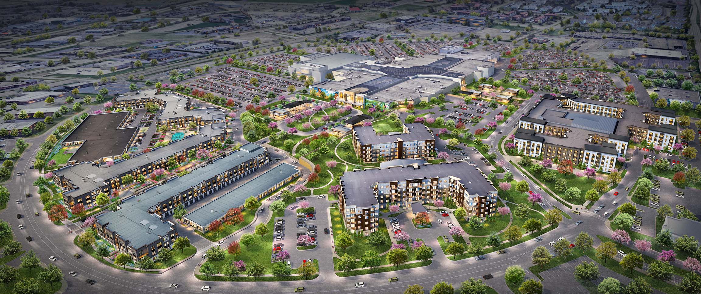 Hawthorn Mall Aerial Rendering